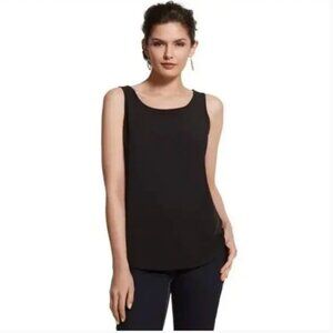 Chico's Women's Lena Black Knit Stretch Scoop Neck Sleeveless Casual Tank Top